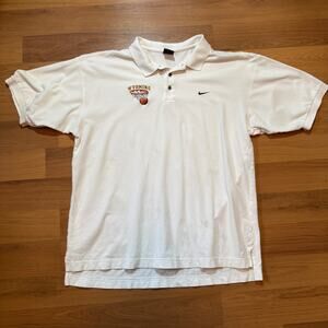 Men's Vintage 90's Nike Wyoming Cowboys Basketball White Polo Shirt Sz Large VTG